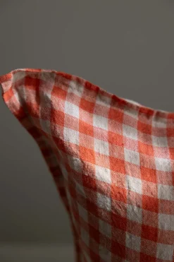 Putetrekk - 50x50cm Orange Flax Gingham