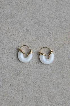 Øreringer - Petit White Swell Gold