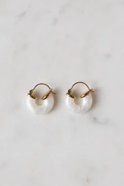 Øreringer - Petit White Swell Gold