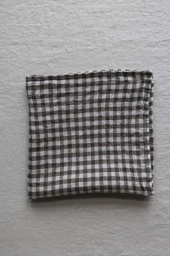 Serviett - 45x45cm White/Brown Gingham