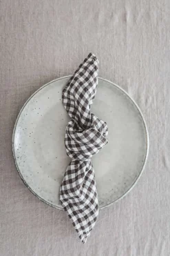 Serviett - 45x45cm White/Brown Gingham