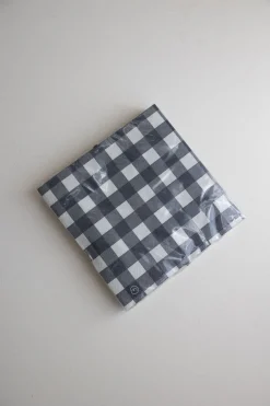 Servietter - Ruter 33x33cm Blå/Lysegrå