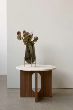 Sidebord - Androgyne dia50cm Walnut/Kunis Breccia Stone