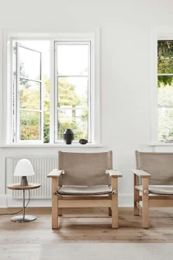 Sidebord - Pal 6755 dia44cm Lakkert Eik/Børstet Stål