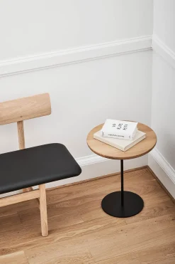 Sidebord - Pal 6755 dia44cm Lakkert Eik/Børstet Stål