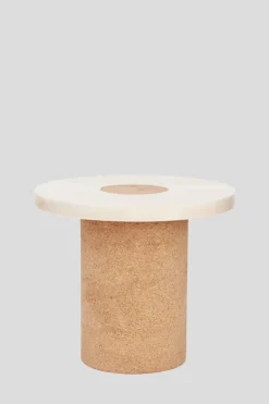 Sidebord - Sintra h33cm dia39cm White Marmor/Cork