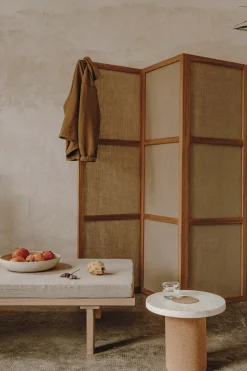 Sidebord - Sintra h33cm dia39cm White Marmor/Cork