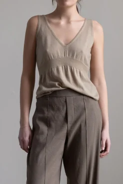 Singlet - Ribbed Waist DBL NK Tank