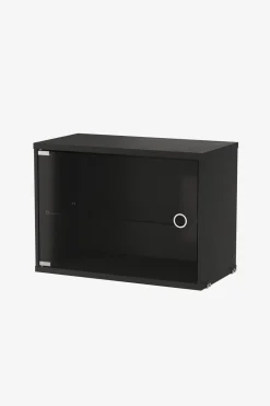 Skap - Vitrineskap Hengslet Glassdør 58x30x42 Sort Ask