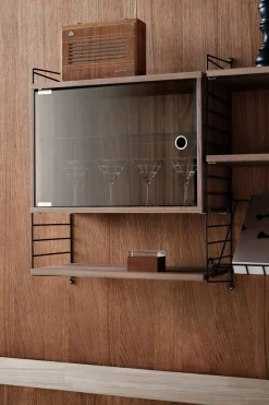 Skap - Vitrineskap Hengslet Glassdør 58x30x42 Valnøtt