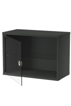 Skap - Vitrineskap Hengslet Glassdør 58x30x42 Mørkegrå