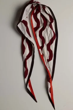 Skjerf - Ribbon Print Cotton Garnet