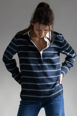 Skjorte - Rugby Stripe Coastal/Slate