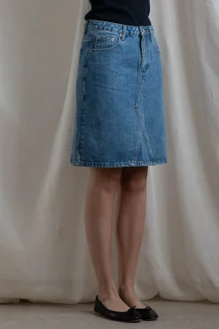 Skjørt - Denim A-Line Skirt Stonewashed Blue