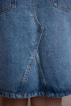 Skjørt - Denim A-Line Skirt Stonewashed Blue