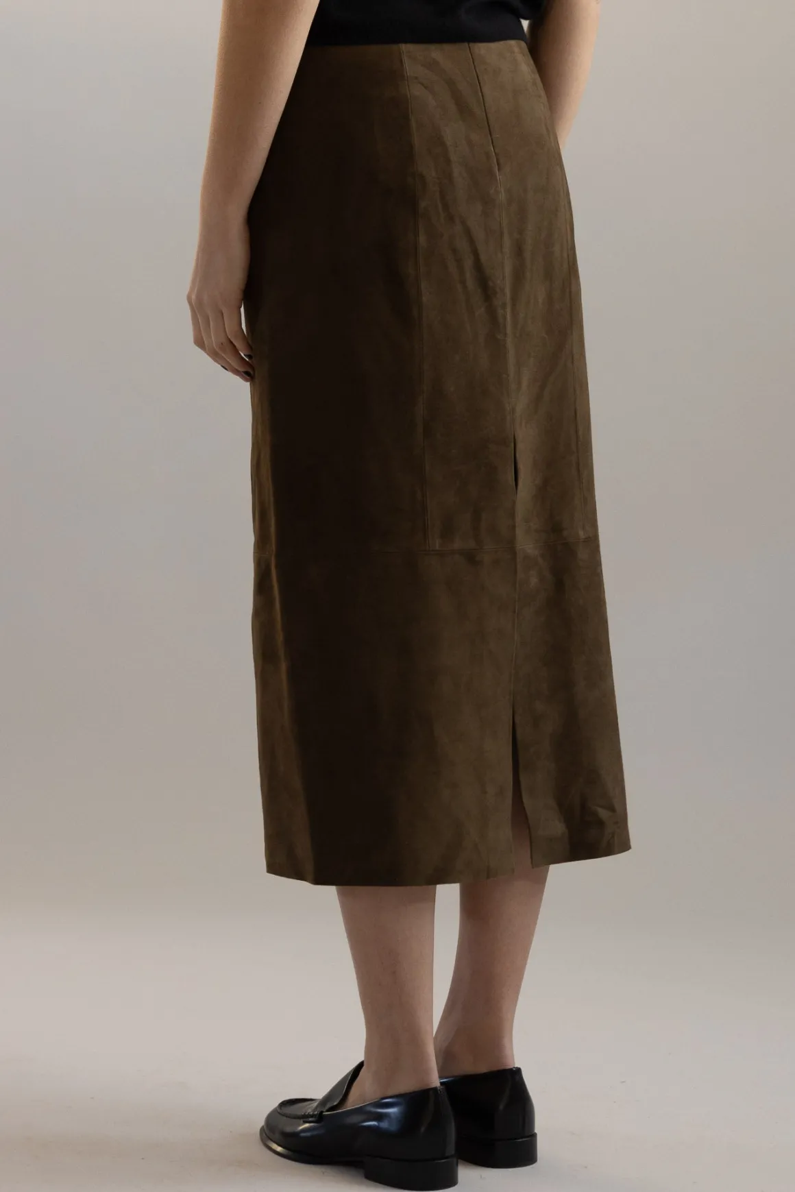 Skjørt - Mid Rise Slim Midi Suede