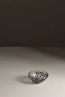 Skål - Sorte Prikker 9cm Glass