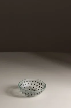 Skål - Sorte Prikker 9cm Glass