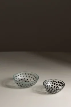 Skål - Sorte Prikker 9cm Glass