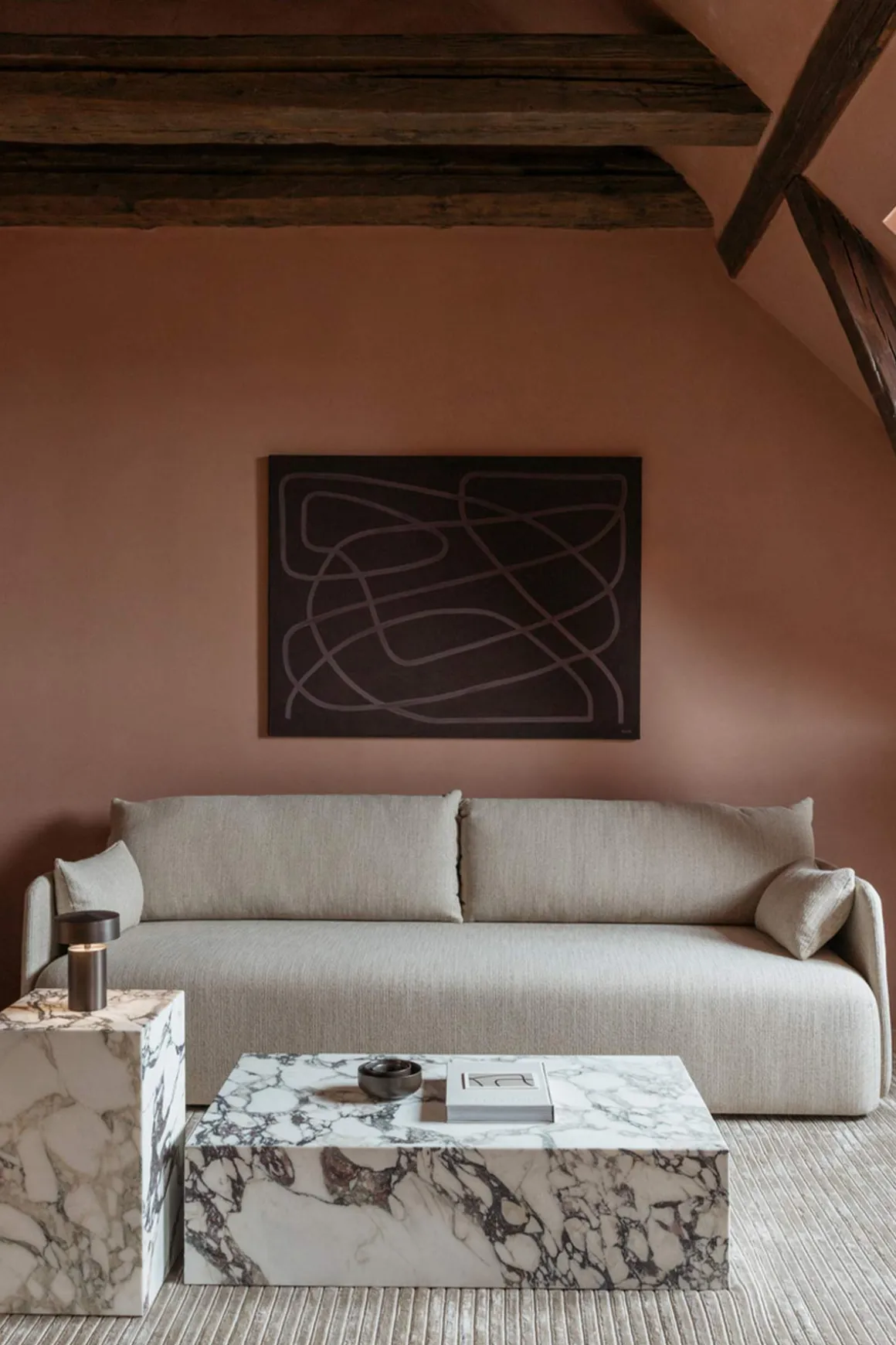 Sofabord - Plinth Low 60x100xh27 Rose Marble