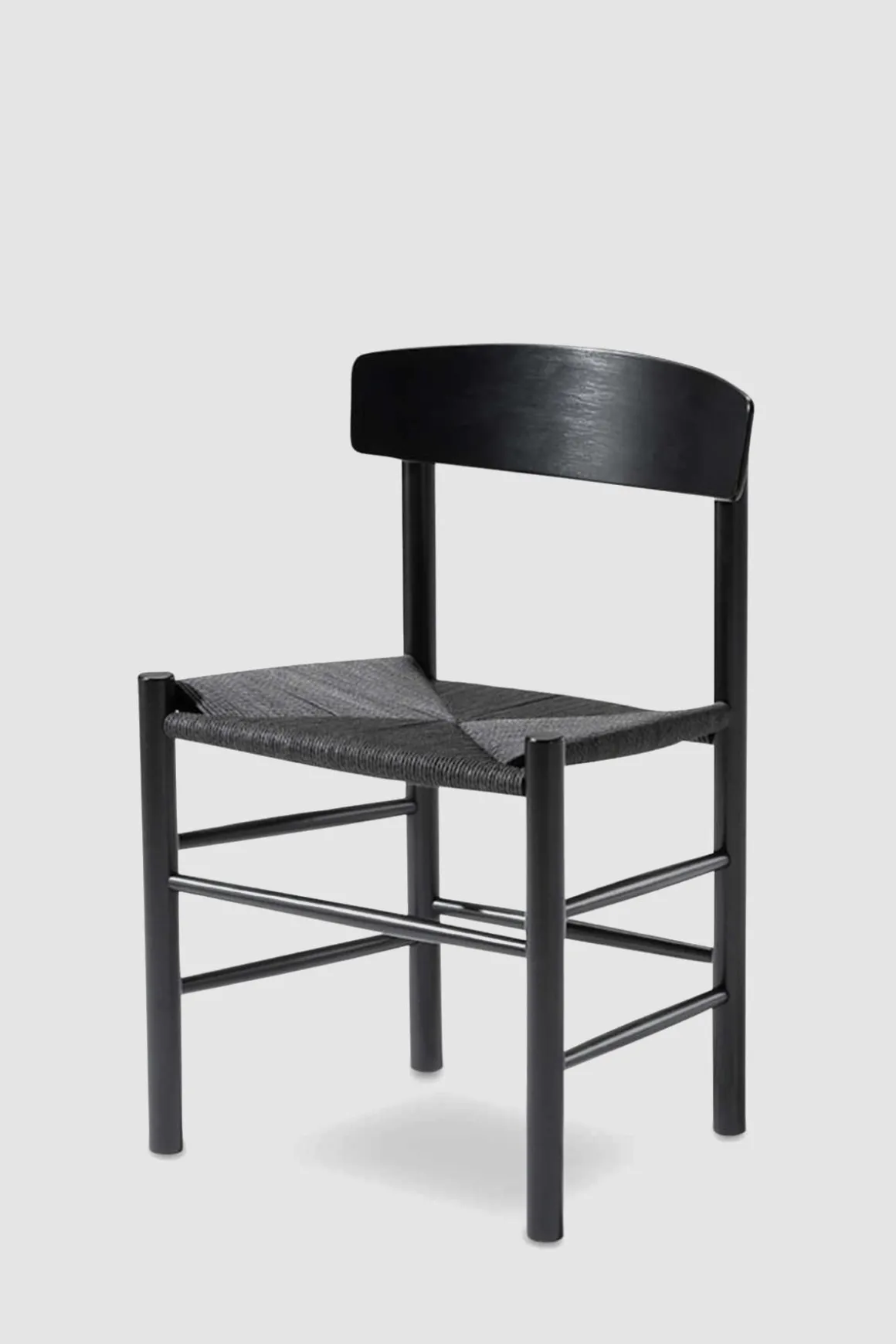 Spisestuestol - J39 Folkestolen Sortlakkert Eik / Sort Papirgarn