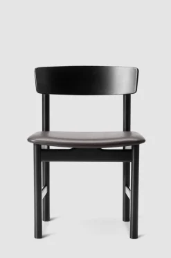 Spisestuestol - Mogensen Model 3236 Sortlakkert Eik / 88 Sort Lær