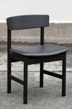 Spisestuestol - Mogensen Model 3236 Sortlakkert Eik / 88 Sort Lær