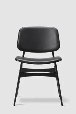 Spisestuestol - Søborg 3052 Sortlakkert Eik / 98 Sort Lær