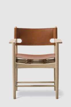 Spisestuestol - Spanish Dining Chair 3238 m/Arml. Oljet Eik / Cognac Lær