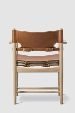 Spisestuestol - Spanish Dining Chair 3238 m/Arml. Oljet Eik / Cognac Lær