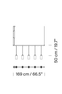 Taklampe - Cirio Lineal 5 heads White porcelain