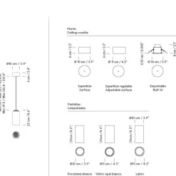 Taklampe - Cirio Lineal 5 heads White porcelain