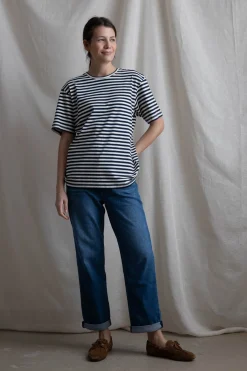 T-Skjorte - Classic Circular Tee Striped Mix Night
