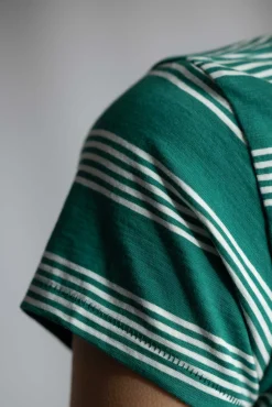 T-Skjorte - Slub Stripe Tee Green Mult