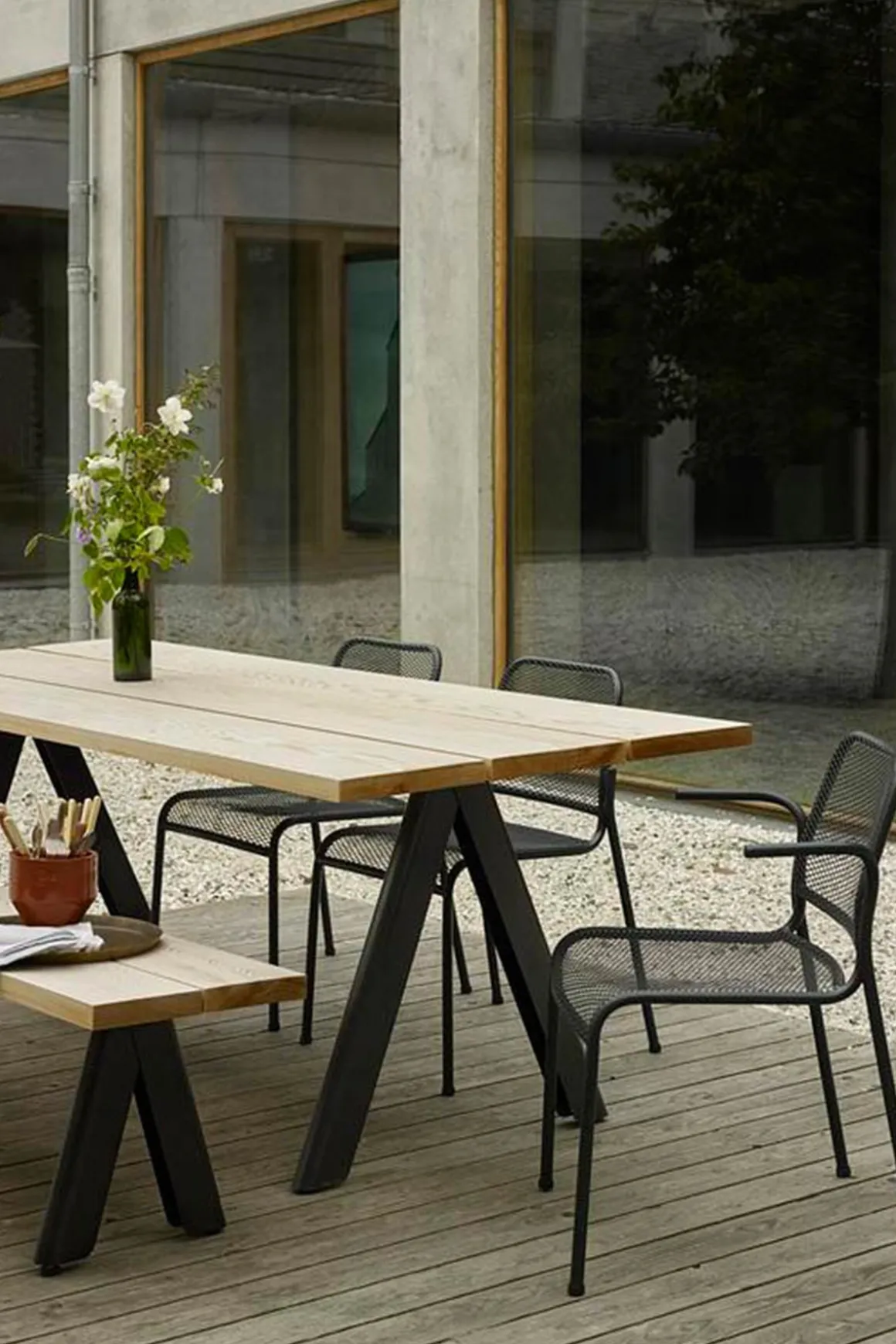 Utebord - Overlap 220x90xh74cm Anthracite Black