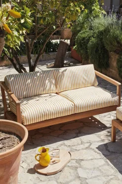 Utesofa - Virkelyst 2-Seter Teak/Golden Yellow Stripe